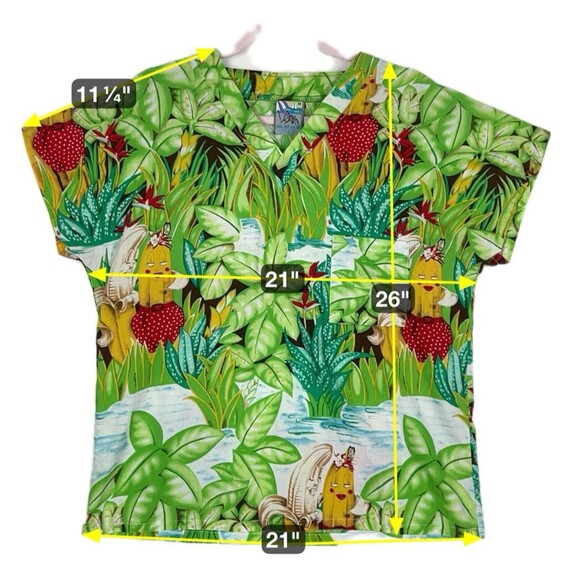 Dr Beach Medical Scrub Shirt Womens SZ M Tropical Green Whimsical Work wear - Picture 3 of 7